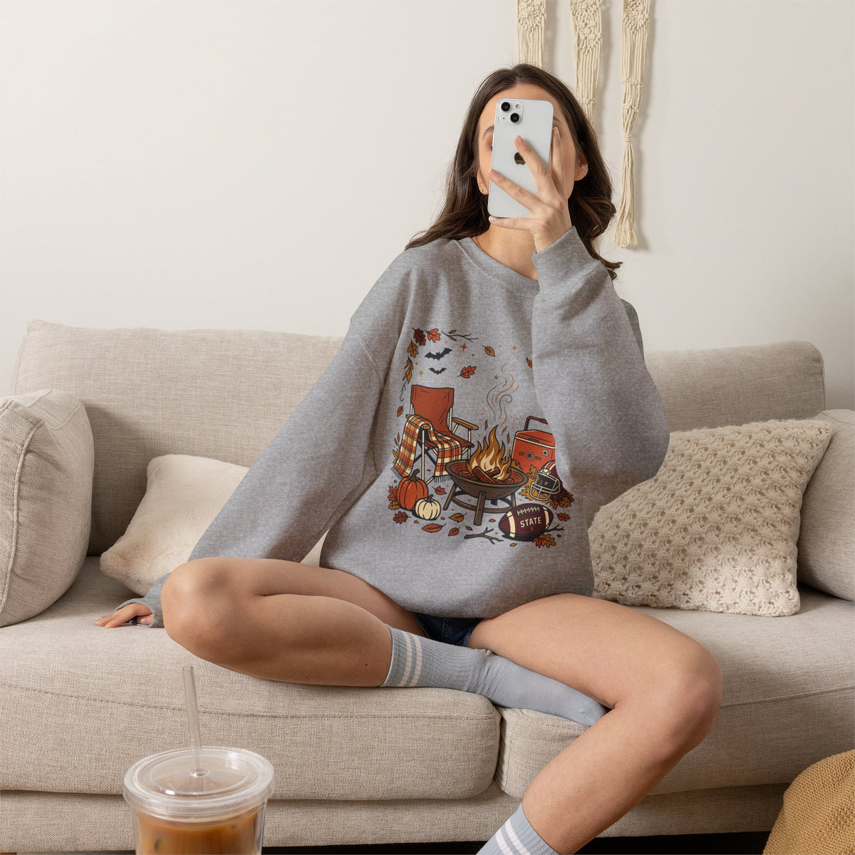 Cozy Campfire crewneck sweatshirt in Sport Grey