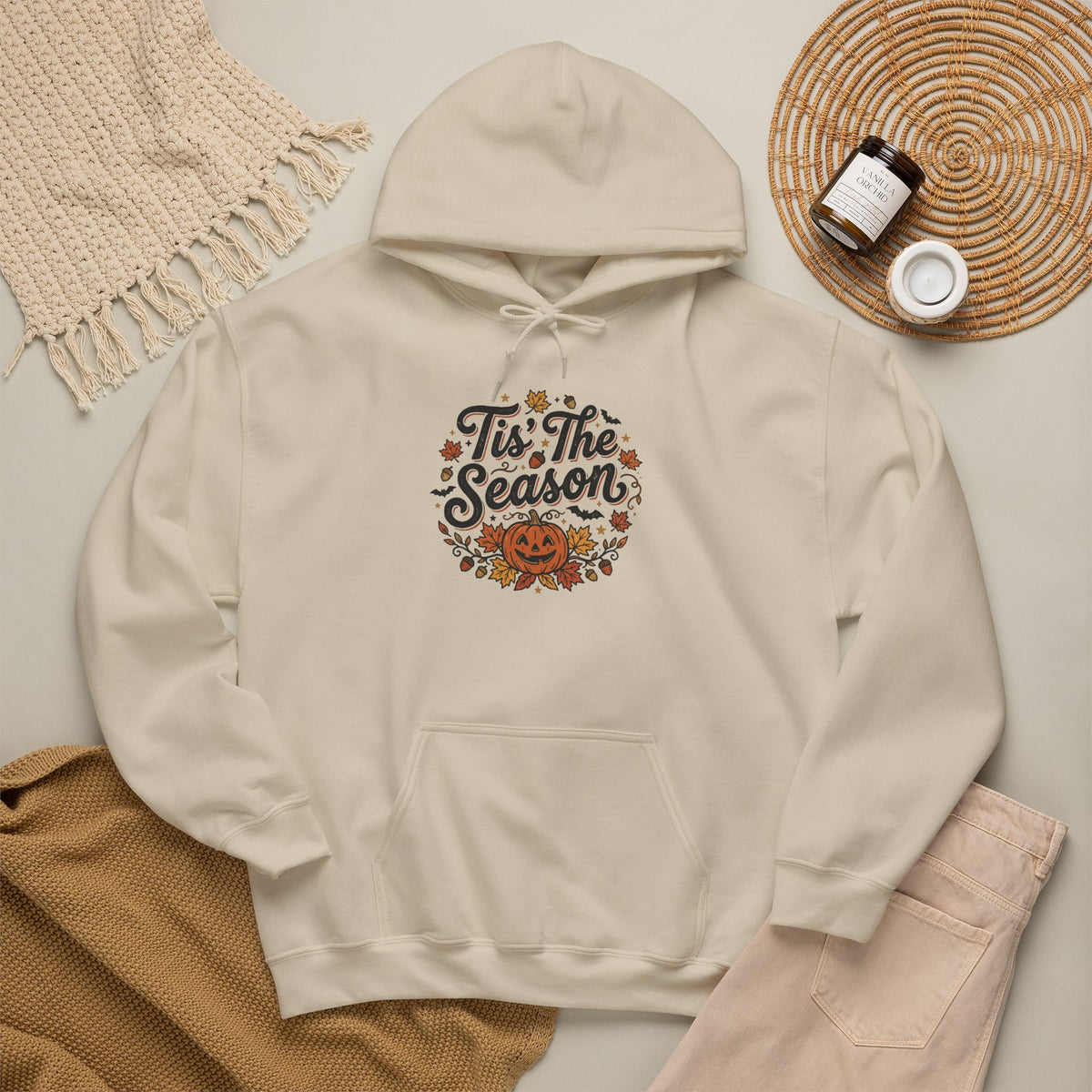 ’Tis the Season pumpkin hoodie in Sand