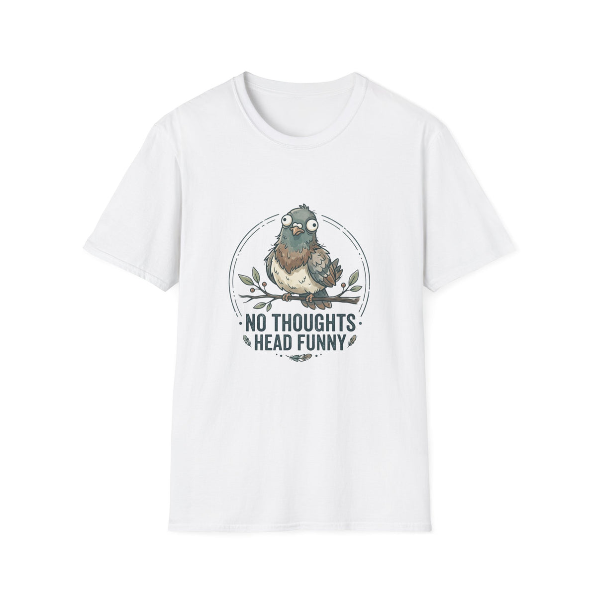 No Thoughts pigeon tee in White
