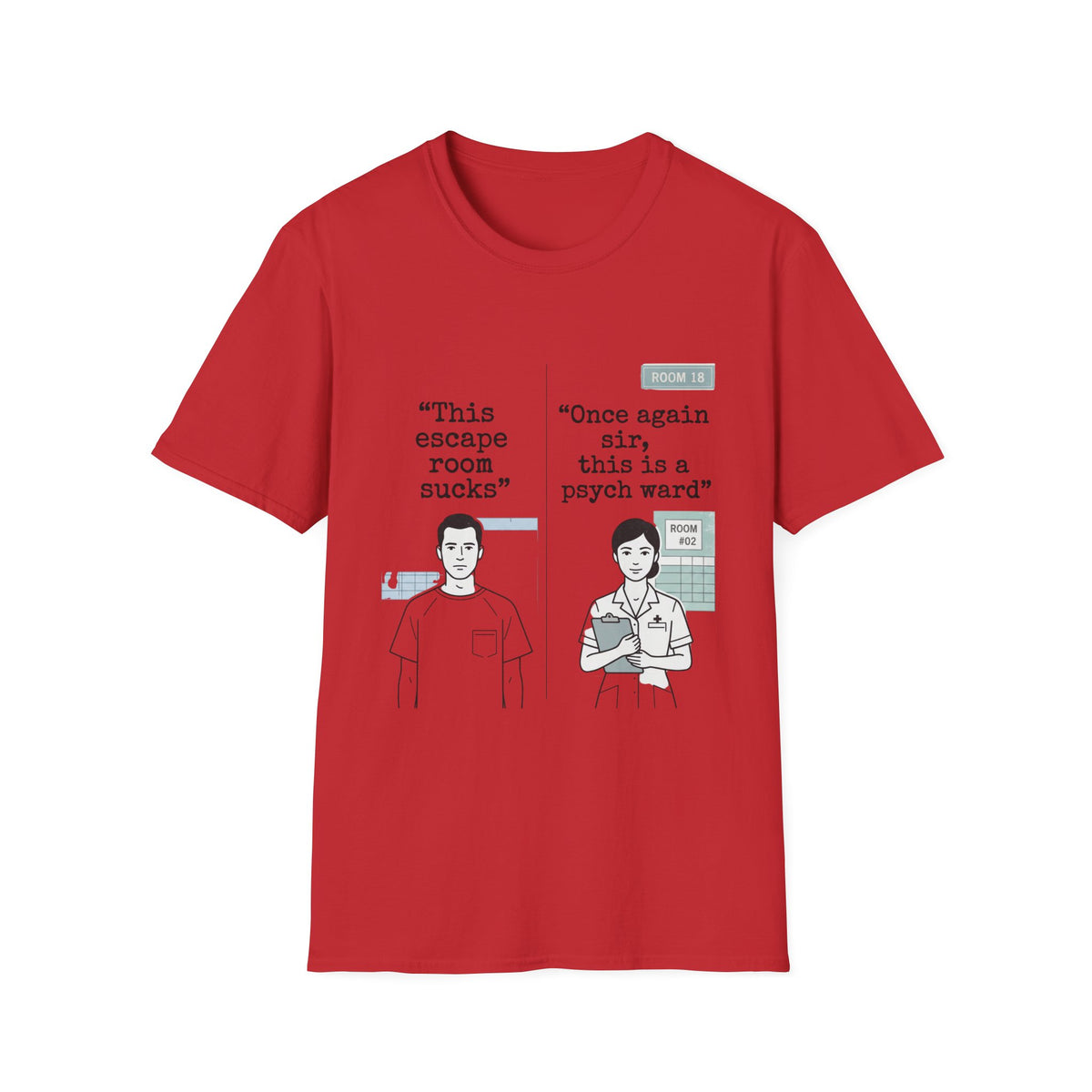 This Escape Room Sucks comic tee in Red