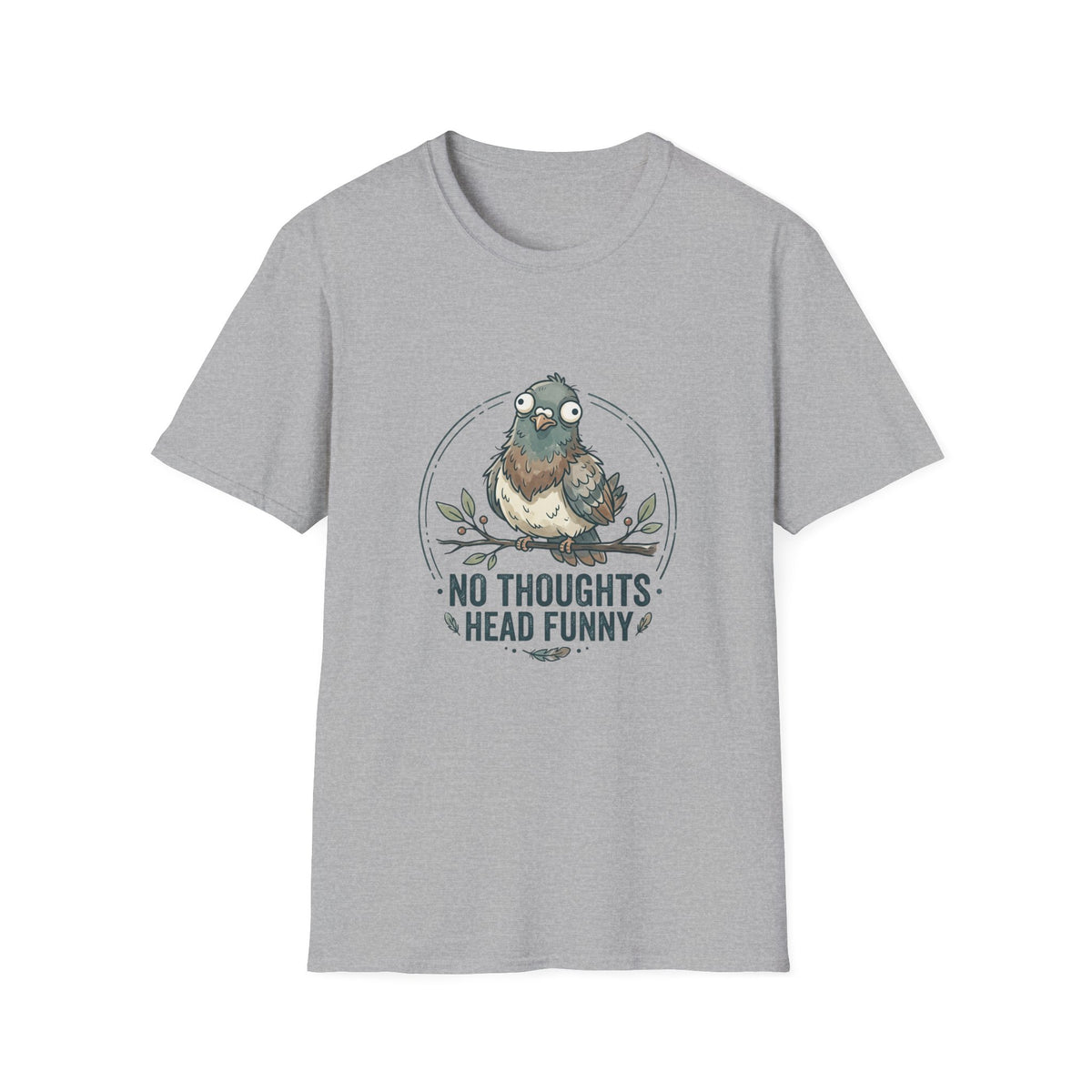 No Thoughts pigeon tee in Sport Grey