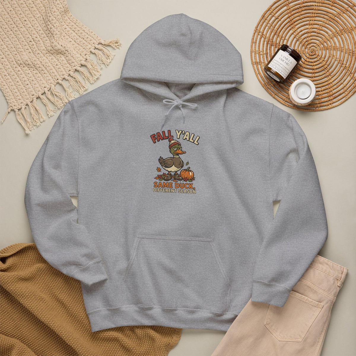 Fall Y’all duck hoodie in Sport Grey