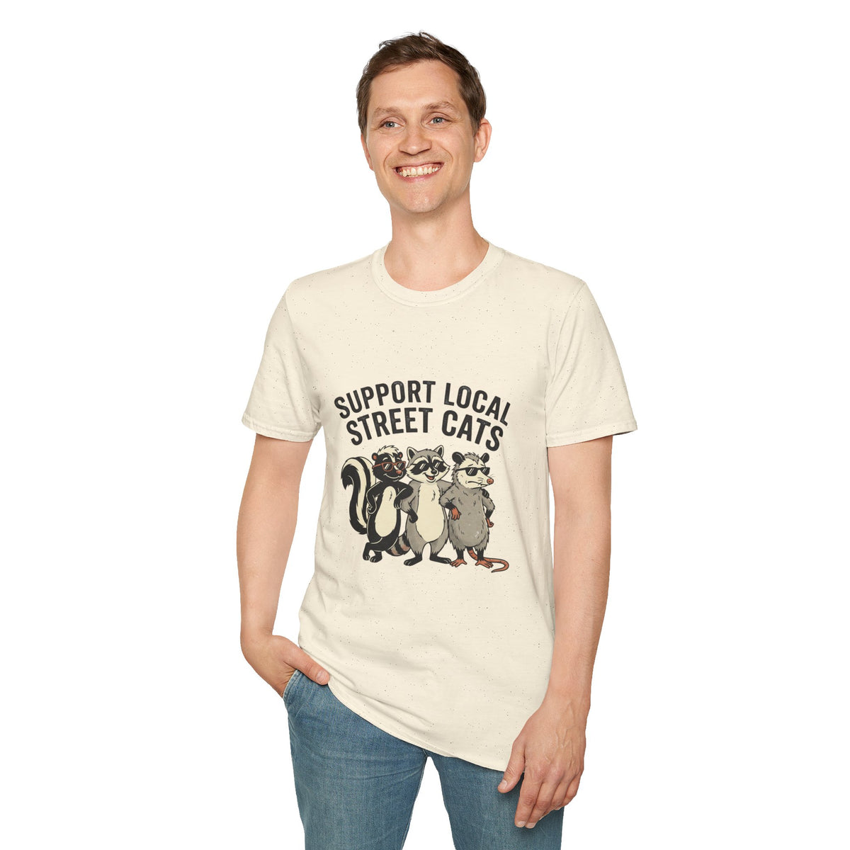 Support Local Street Cats tee in Natural