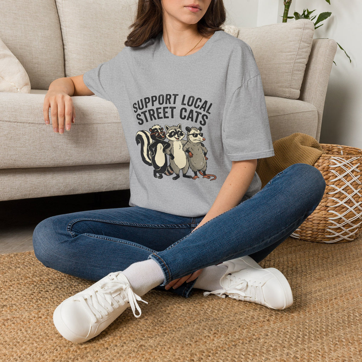 Support Local Street Cats tee in Sport Grey
