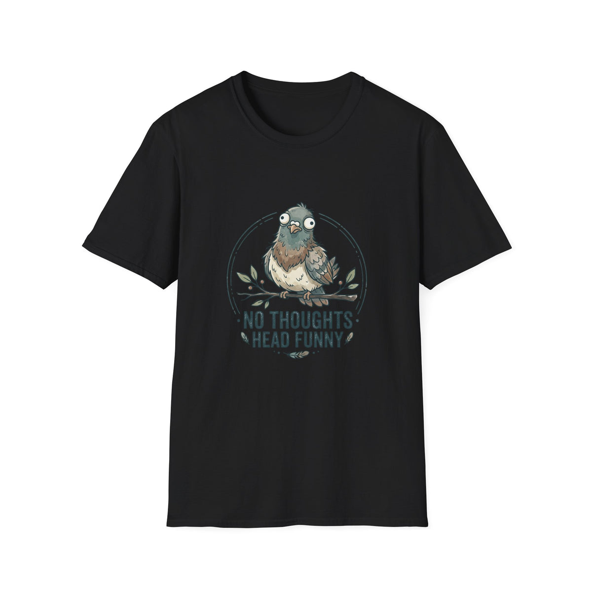 No Thoughts pigeon tee in Black
