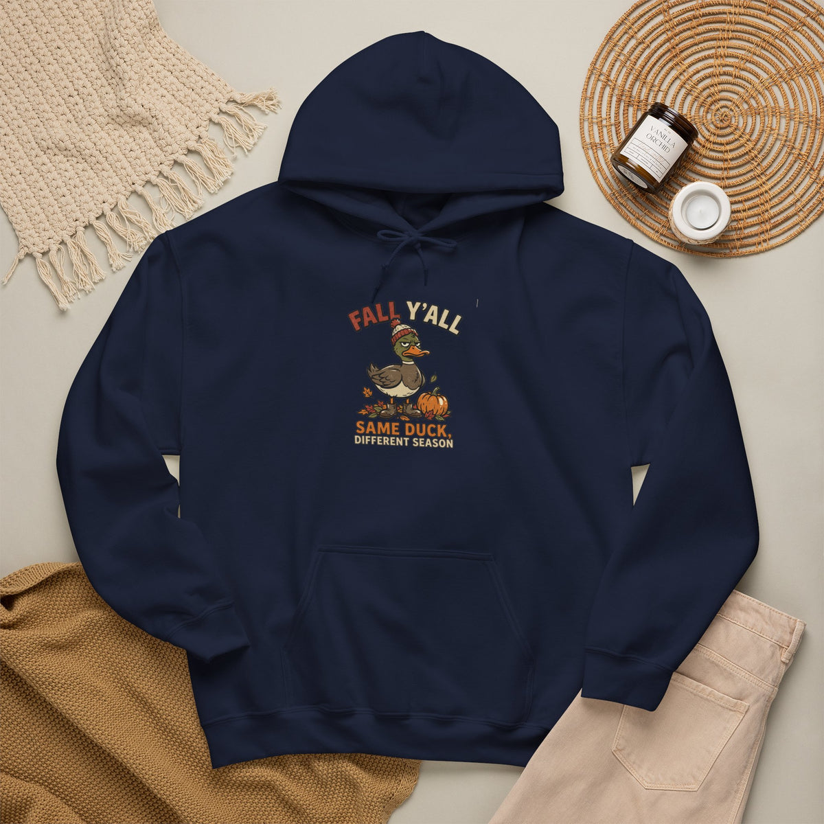 Fall Y’all duck hoodie in Navy