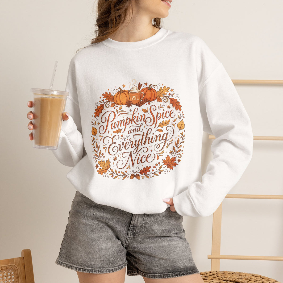 Pumpkin Spice & Everything Nice sweatshirt in White