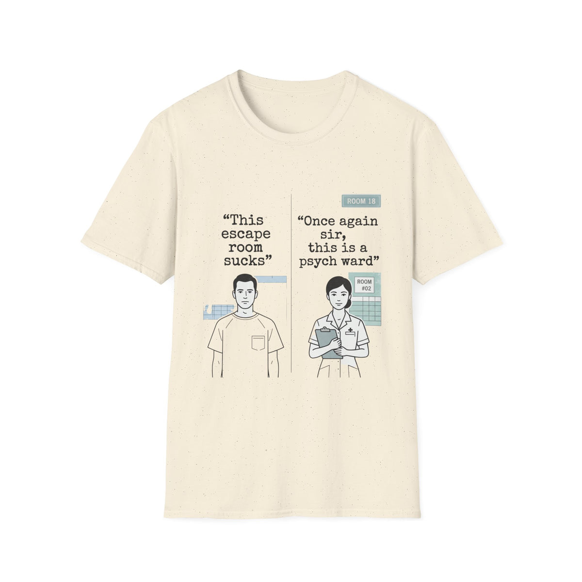 This Escape Room Sucks comic tee in Natural