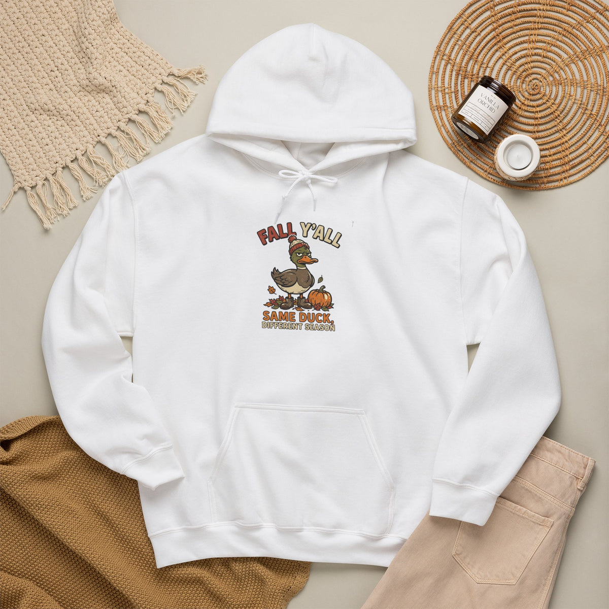 Fall Y’all duck hoodie in White